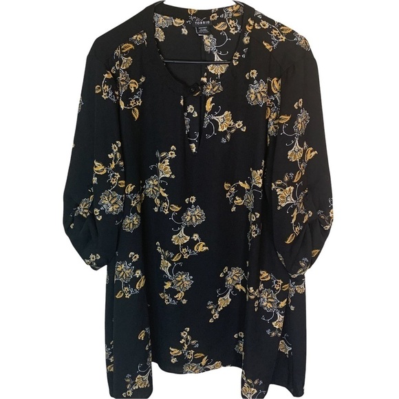 Torrid Georgette Keyhole Semi Shear Blouse Top 2X Floral - Picture 1 of 6